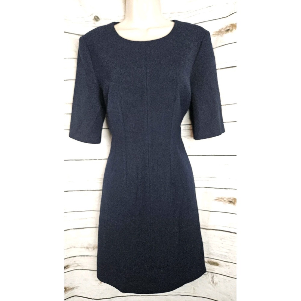 Veronica Beard Hayek Navy Blue Career Dress 10 Fit & Flare Short Sleeves